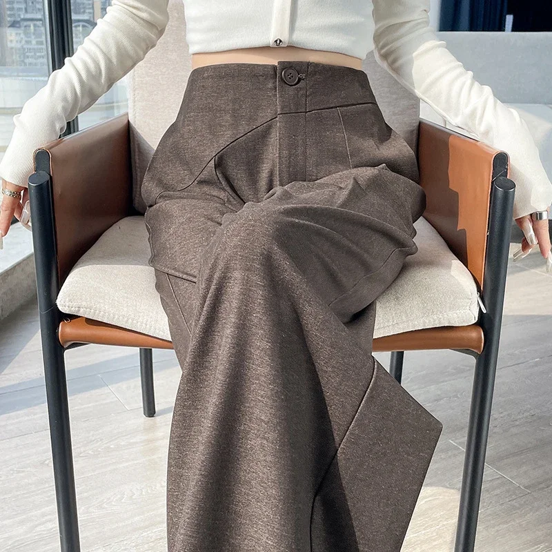 Old Money Style Denim Wide-Leg Pants 2025 Fall