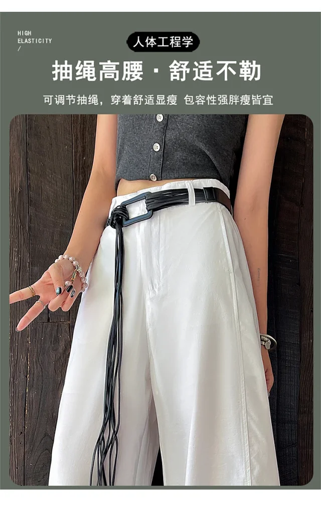 2025 Fall Euro Style Wide - Leg Cargo Pants for Women Detail