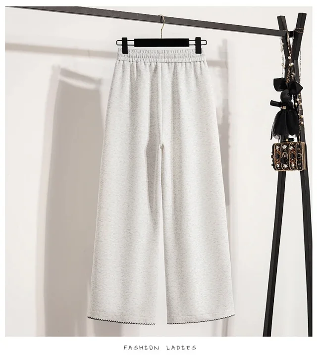 2025 Fall New Women's High - Waist Wide - Leg Sport Pants Detail