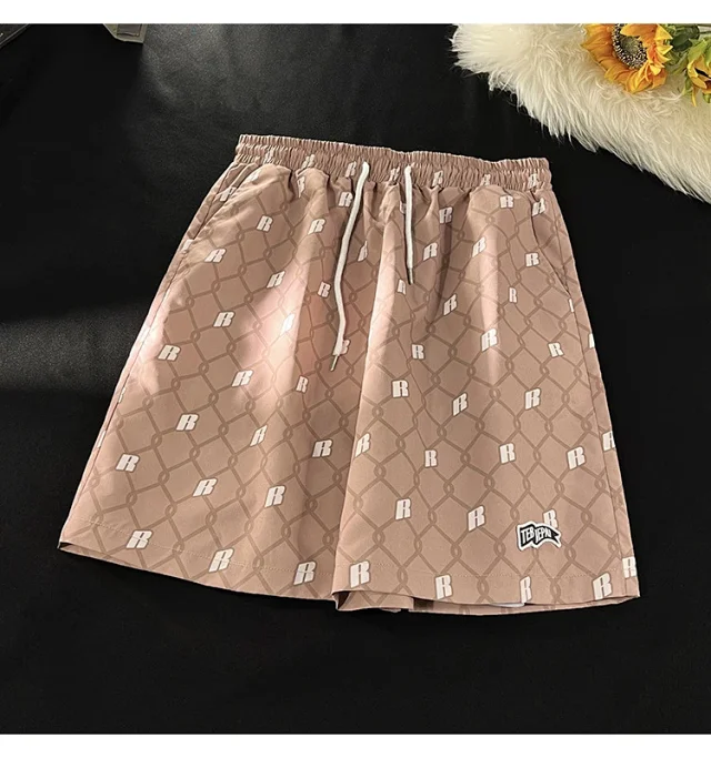 Men's Summer Plaid Patchwork Beach Shorts Detail