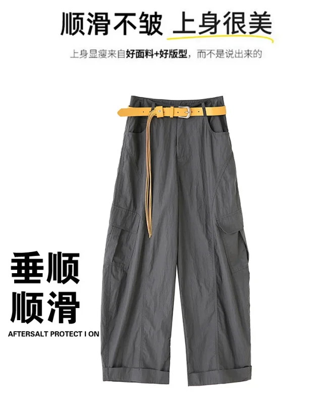 American Style High-Waist Cargo Pants for Women Detail