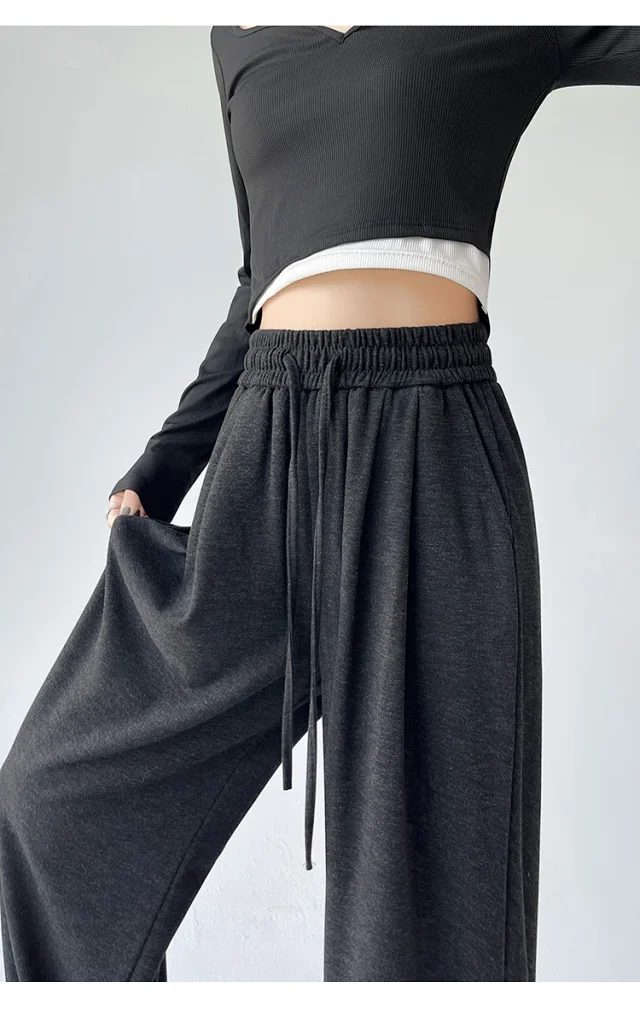 Sheep Cashmere Loose Wide-leg Pants Detail