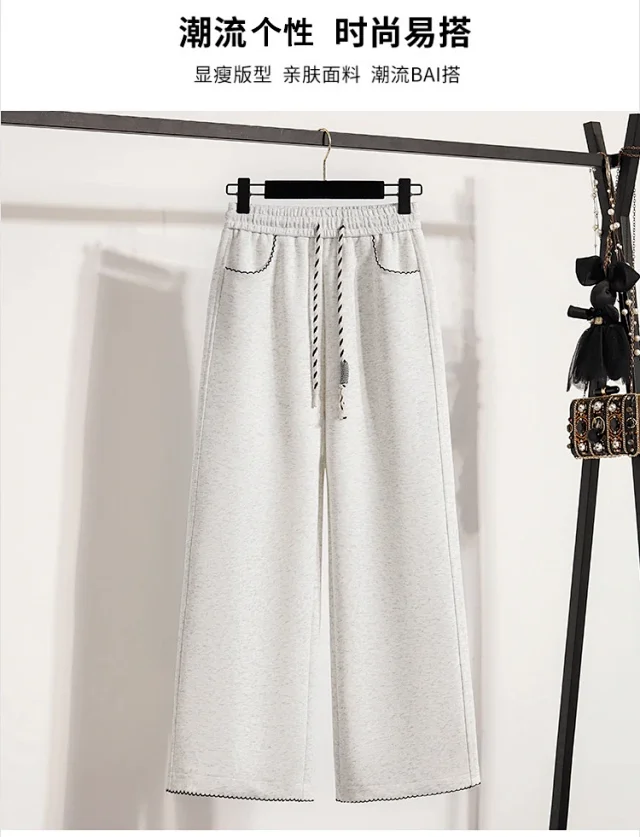 2025 Fall New Women's High - Waist Wide - Leg Sport Pants Detail