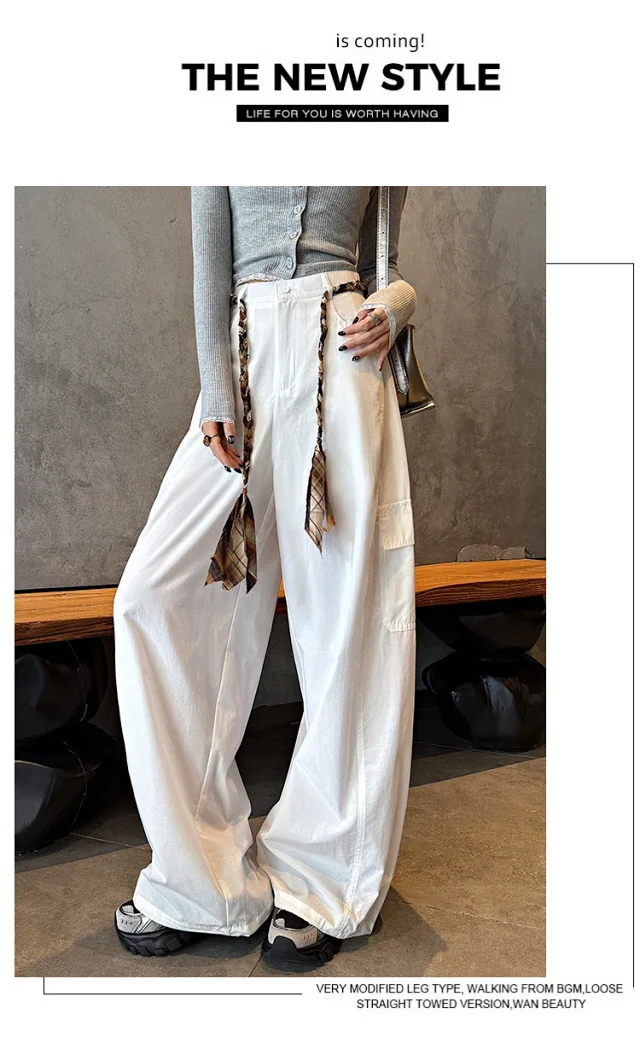 2025 Women's High-Waist Baggy Wide-Leg Cargo Pants Detail