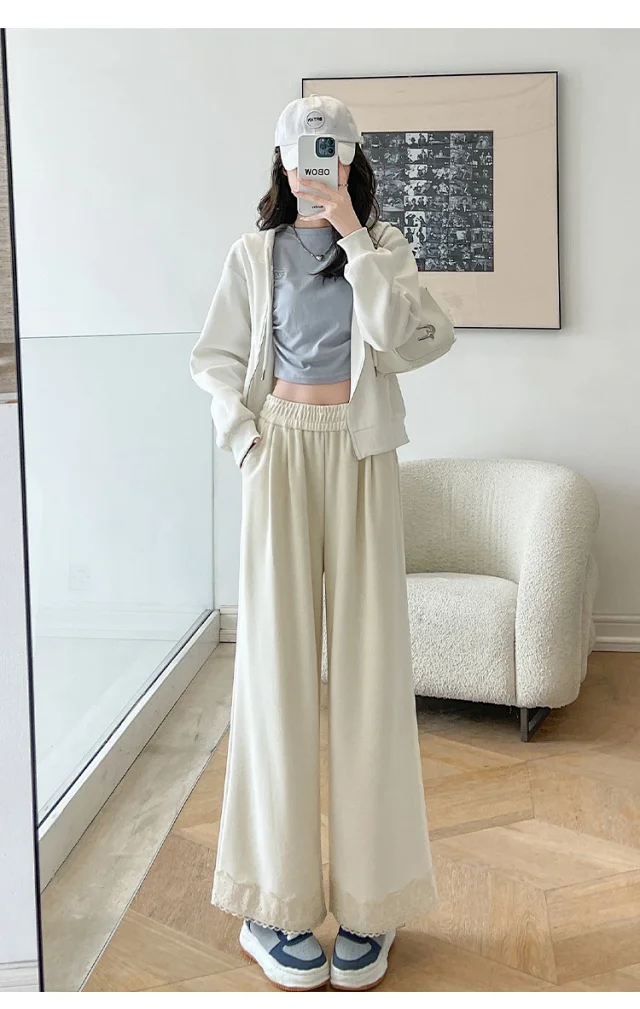 Autumn New Lace Wide-Leg Pants for Women Detail