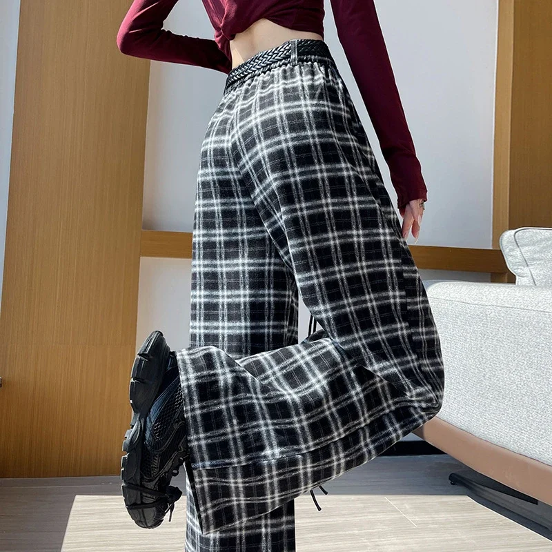 2025 Women's Plaid Wide-Leg Pants