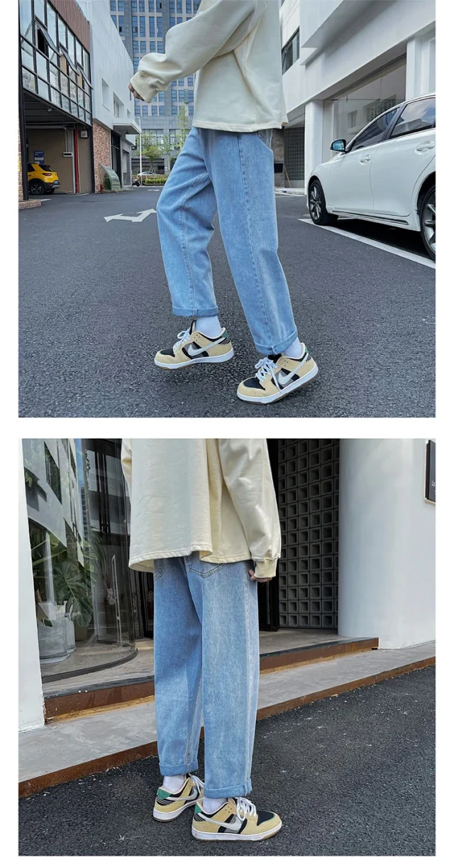 Men's Loose Straight Fleece Jeans Detail