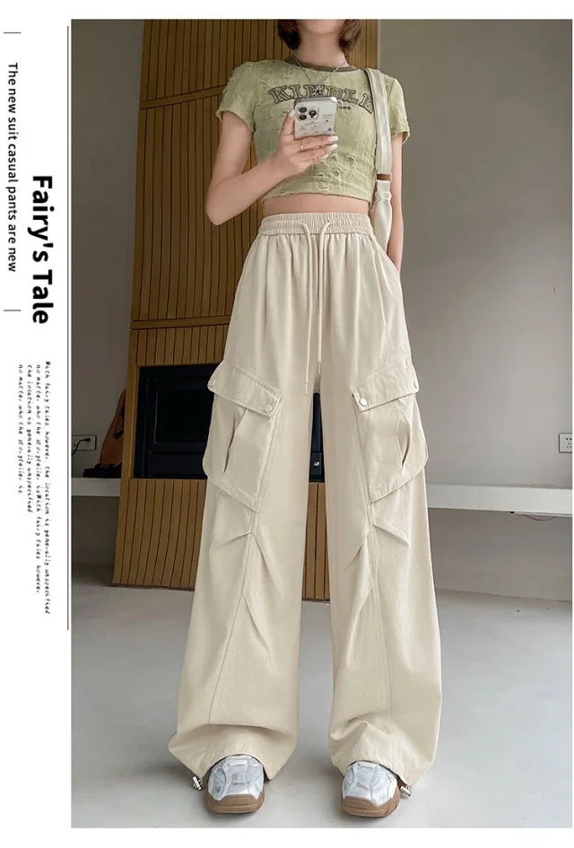 2025 Fall Women's Cargo Pants (High - waist Wide - leg) Detail