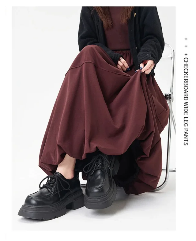 2025 Fall Korean High - Waist A - Line Lantern Midi Skirt Detail