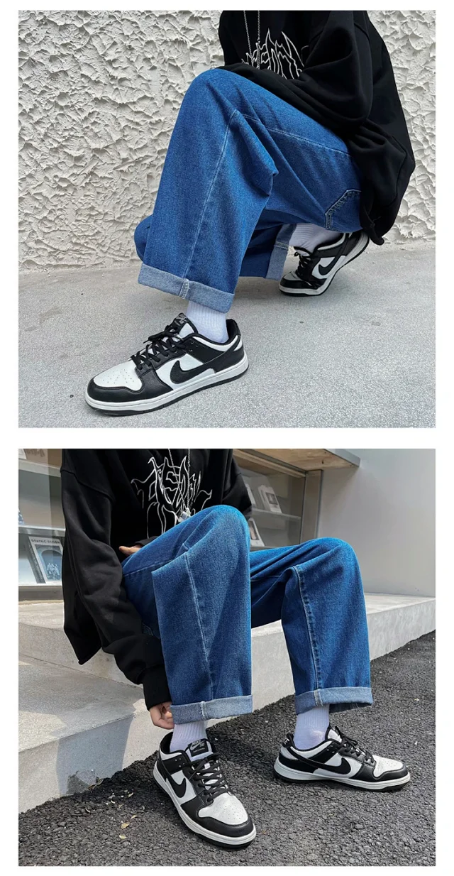 Men's Loose Straight Fleece Jeans Detail