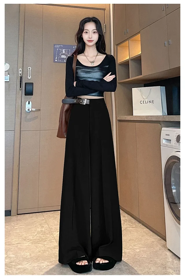 2025 Fall Old Money Style Wide-Leg Trousers Detail