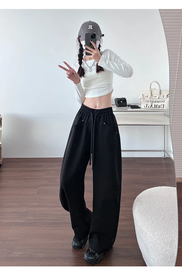 2025 New Fall Banana Pants for Petite Women - Cream High - Waist Wide - Leg Detail