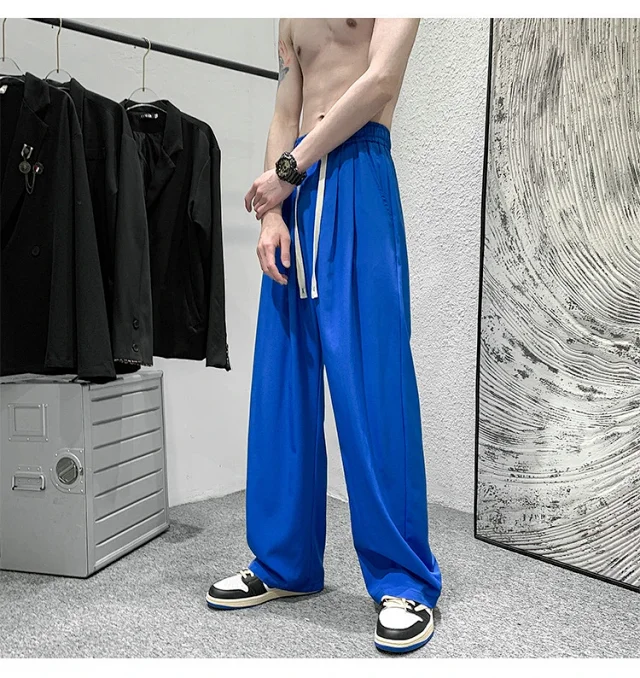 Men's Summer Ice Silk Casual Pants (Plus Size, Drawstring, Loose, High Street Style) Detail
