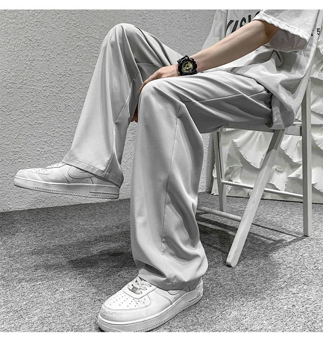 Men's Summer Ice Silk Casual Pants (Plus Size, Drawstring, Loose, High Street Style) Detail