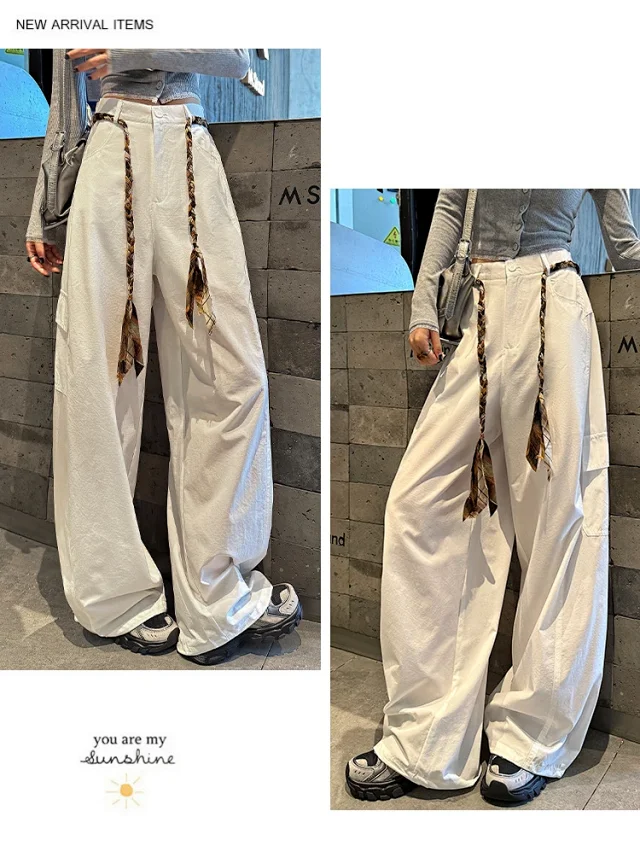 2025 Women's High-Waist Baggy Wide-Leg Cargo Pants Detail