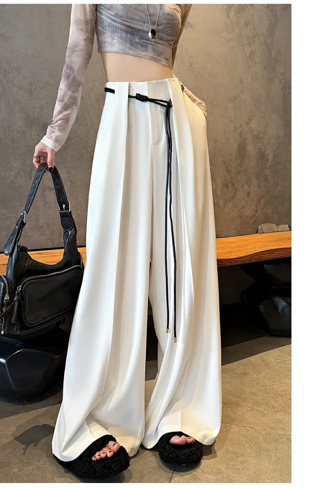 2025 Fall New Arrival: High-Waisted Wide-Leg Trousers for Women Detail
