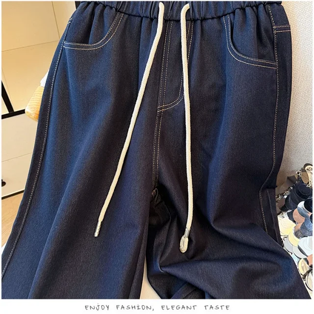 2025 Early Autumn Tencel Soft Denim Wide-Leg Pants for Women Detail