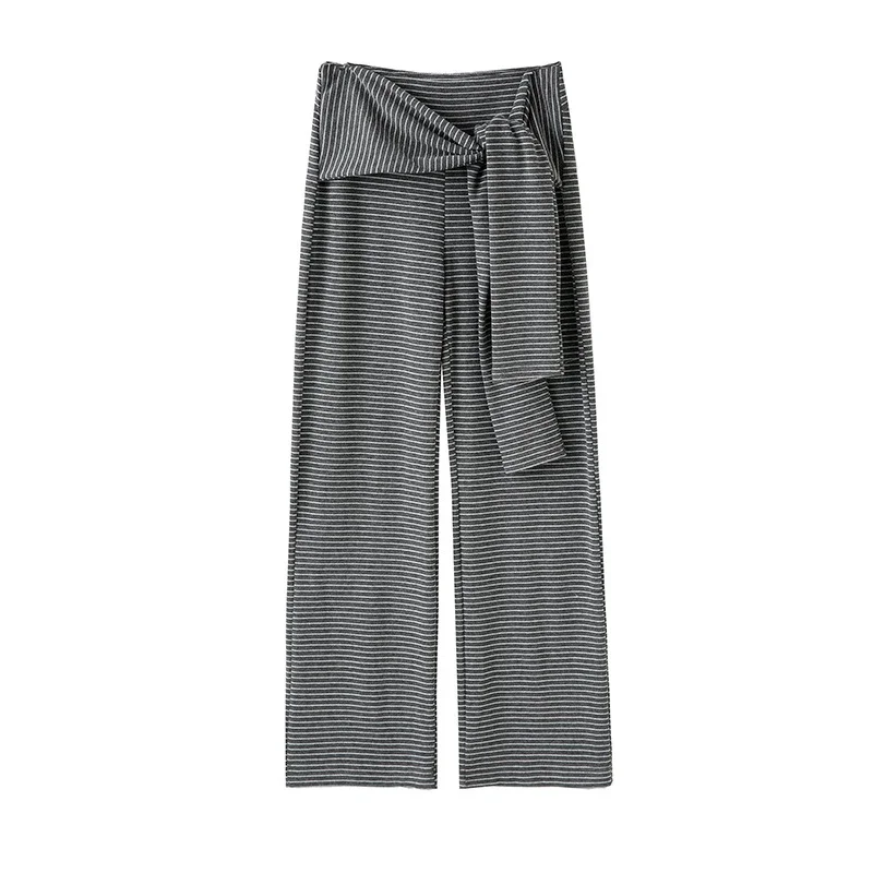 Women's 2025 Autumn Strap Striped Wide - leg Pants