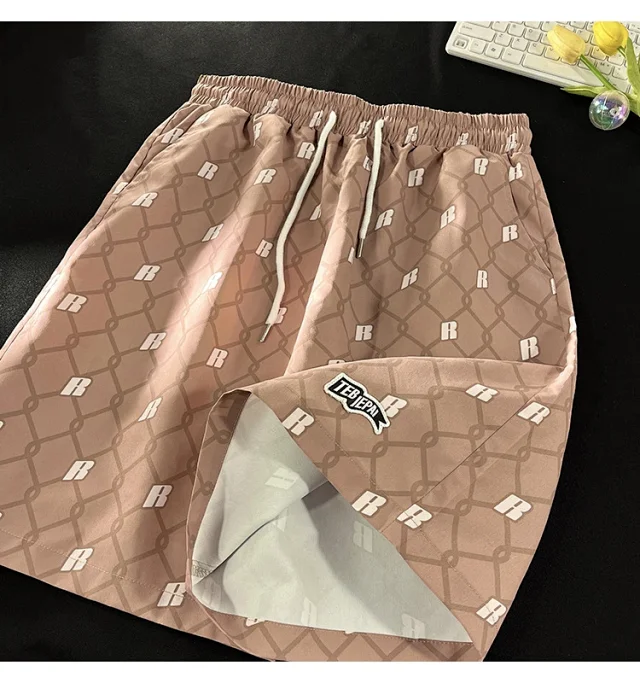 Men's Summer Plaid Patchwork Beach Shorts Detail