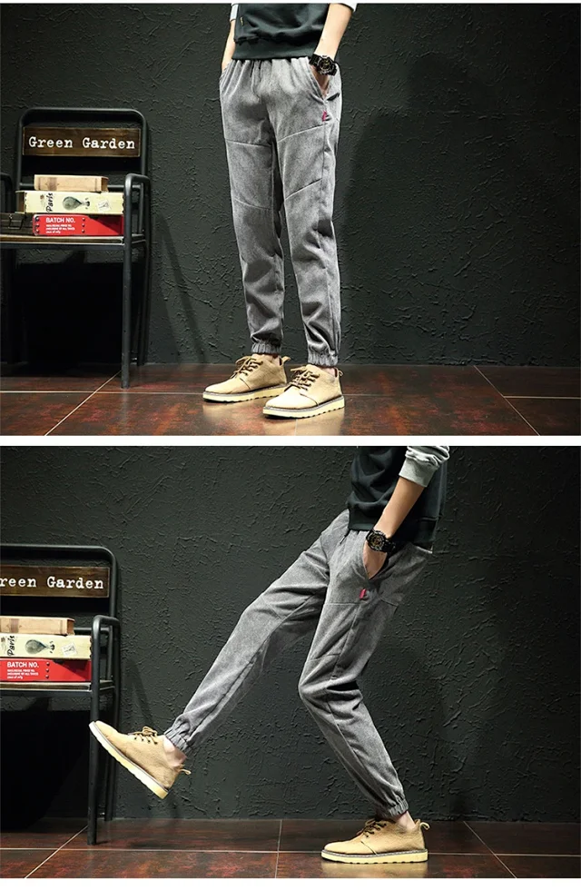 Men's Corduroy Joggers with Fleece Detail