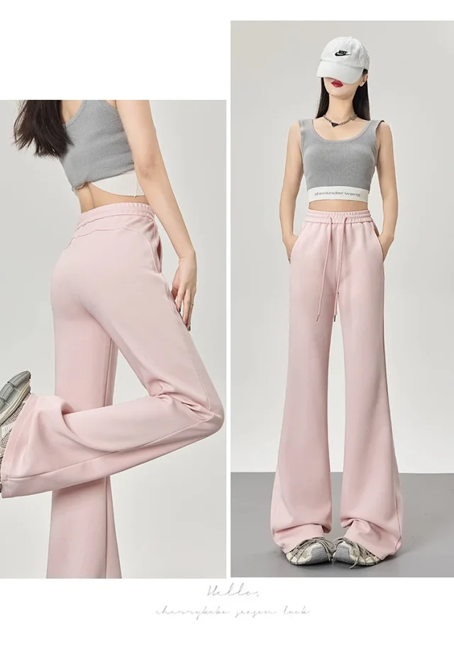 2025 Fall Women's Maillard Horseshoe Pants - High-Waisted, Slimming, American Micro-Flare Long Pants Detail