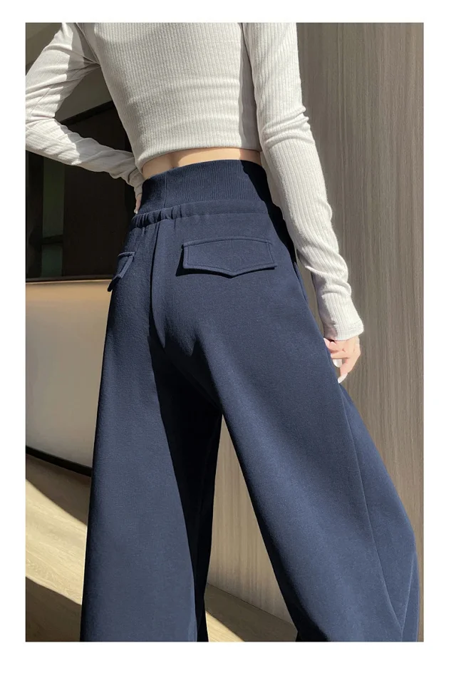 Autumn BF-style High-waist Drapey Wide-leg Sweatpants for Women Detail