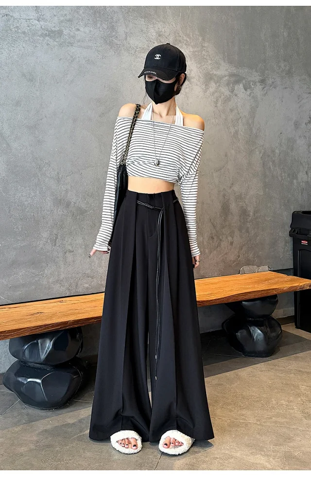 2025 Fall New Arrival: High-Waisted Wide-Leg Trousers for Women Detail
