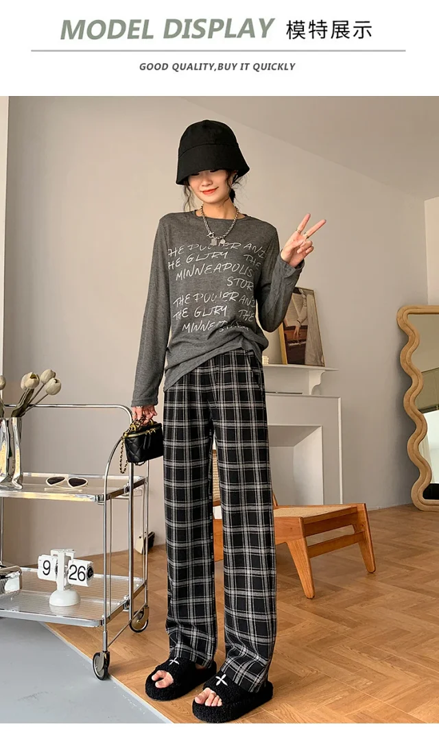 American Checkered Women's Trousers Detail