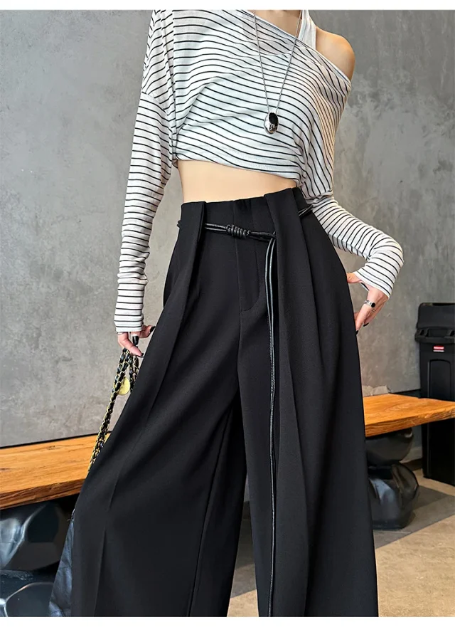 2025 Fall New Arrival: High-Waisted Wide-Leg Trousers for Women Detail