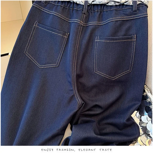 Early Autumn Scarf High-Waisted Denim Wide-Leg Pants Detail