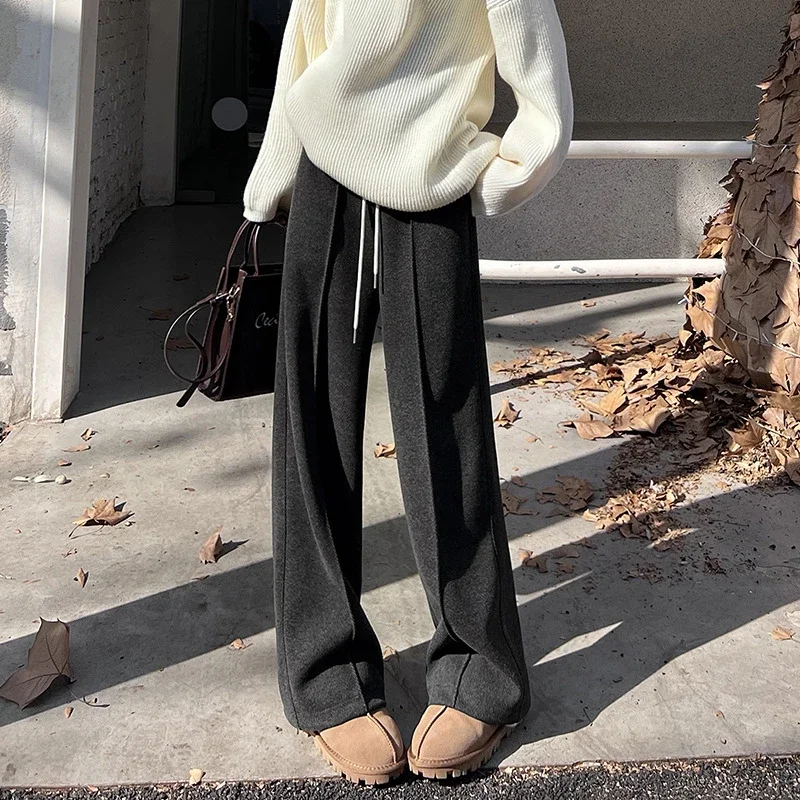 Ladies' Acetate Cashmere Herringbone Straight Pants