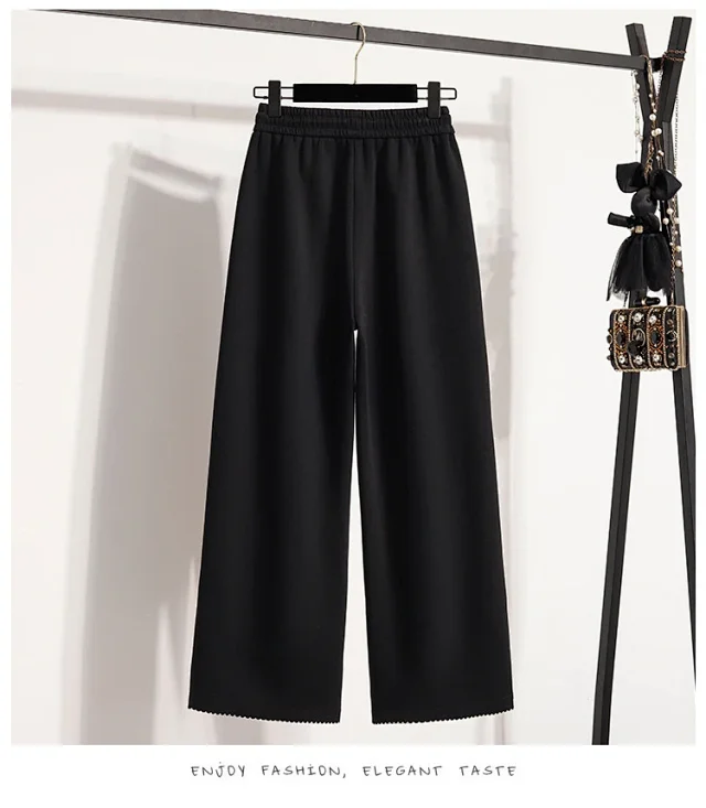 2025 Fall New Women's High - Waist Wide - Leg Sport Pants Detail