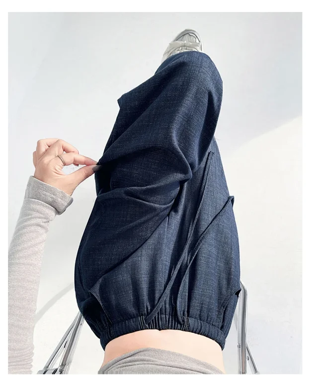 Women's Wide-Leg Denim Pants Detail