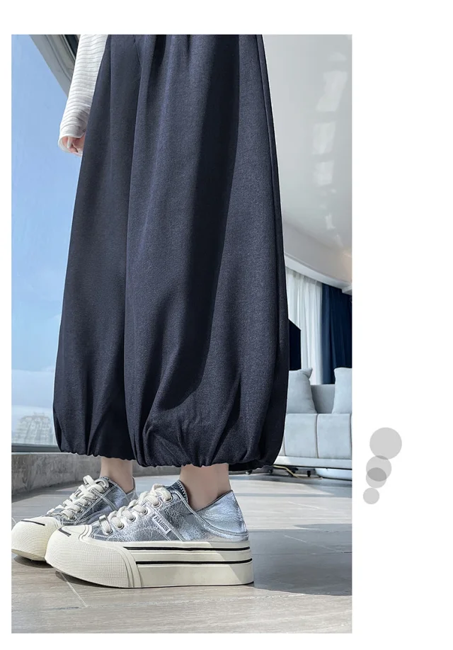 Women's Blue Soft Denim High-waisted Wide-leg Pants Detail