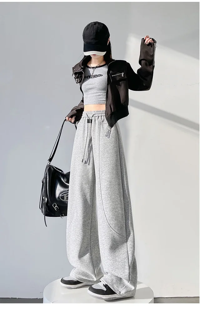 2025 Fall New White Banana Wide - Leg Pants Detail