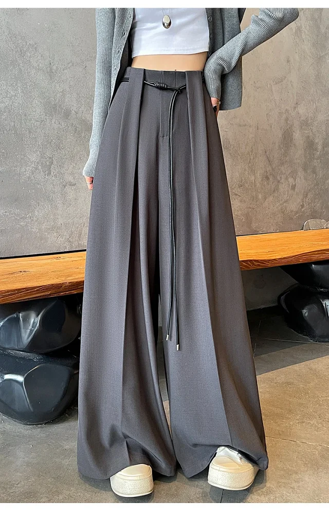 2025 Fall New Arrival: High-Waisted Wide-Leg Trousers for Women Detail