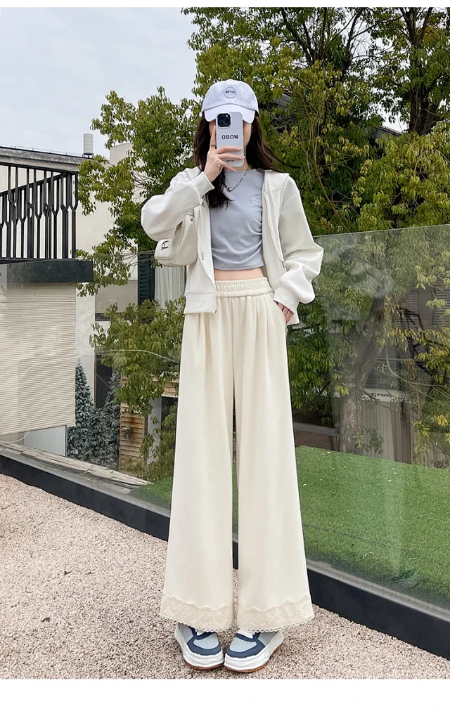 Autumn New Lace Wide-Leg Pants for Women Detail