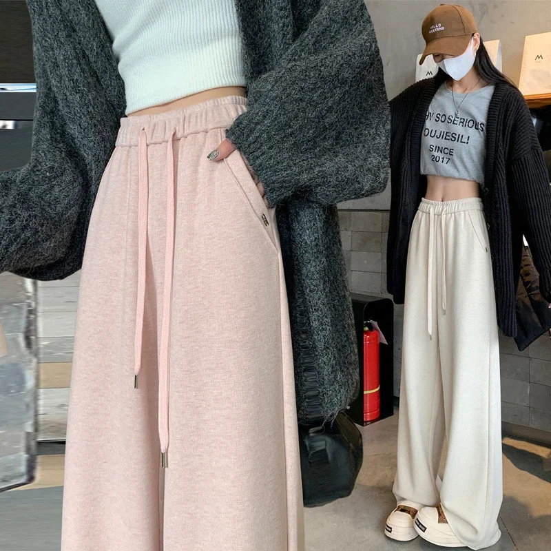 Fluffy Cloudy Lazy Soft Cashmere Wide-Leg Pants for Women