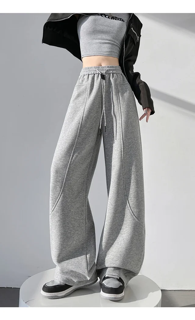 2025 Fall New White Banana Wide - Leg Pants Detail