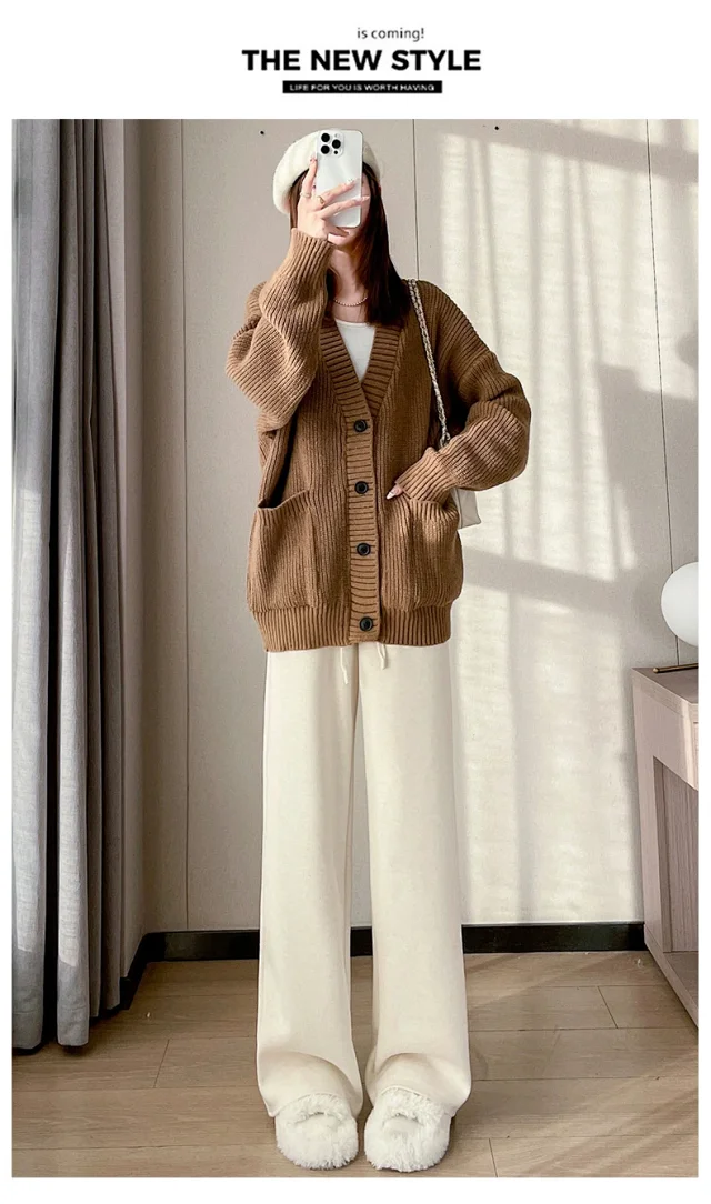 2025 Fall/Winter Women's Knit Wide-Leg Cashmere Pants Detail