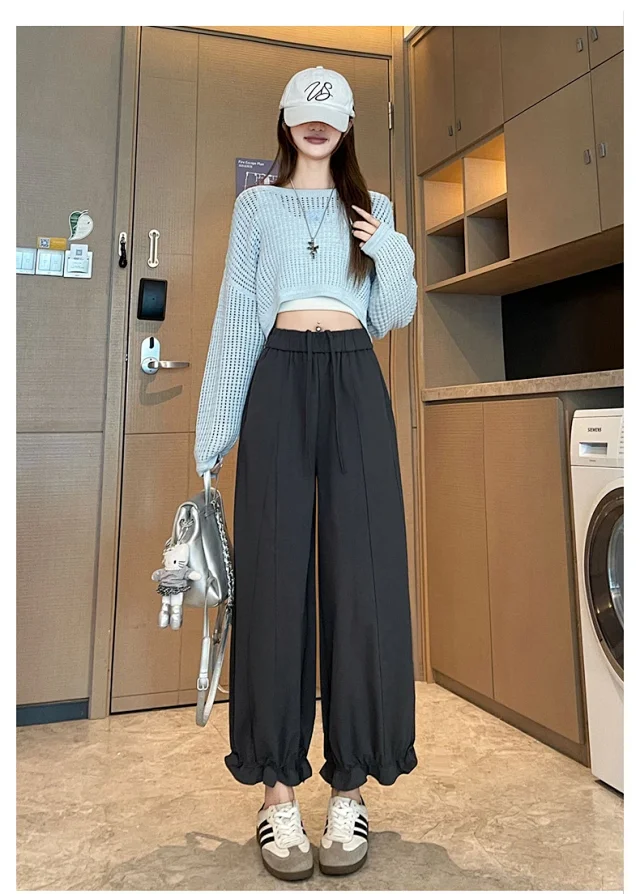 High-Waist Slimming 9/10 Casual Pants for Women 2025 Autumn New Detail