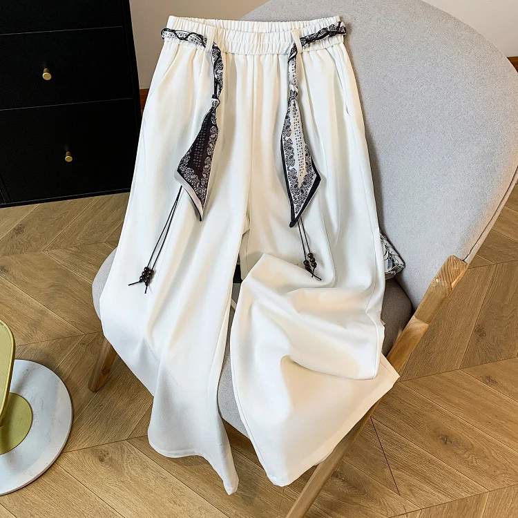 2025 Fall New Loose Scarf Belt Wide-leg Pants