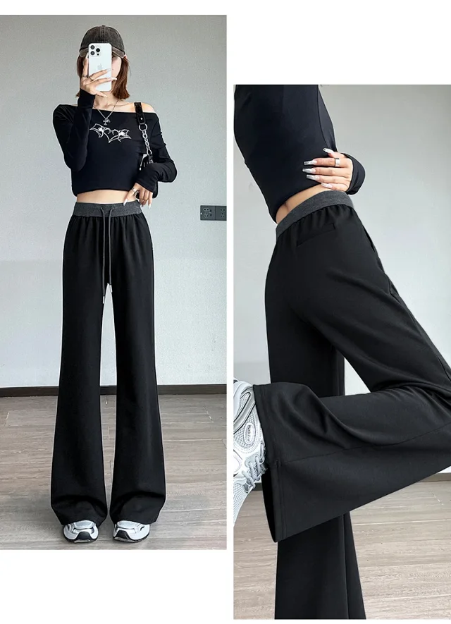 2025 Fall Women's High-Waisted Slimming Micro-Flare Trousers Detail
