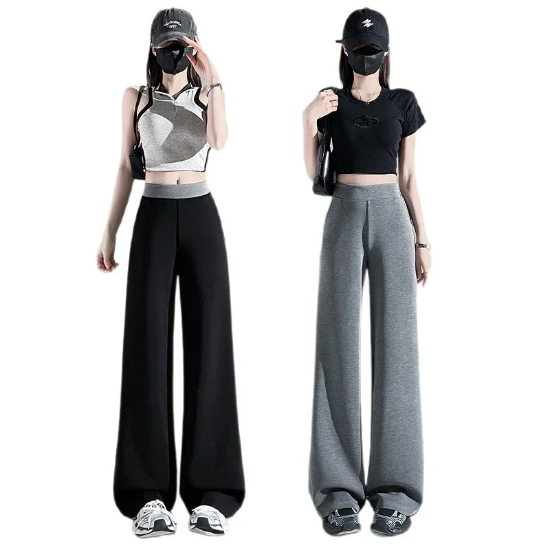 2025 Fall Cuprammonium Modal Air Layer Black Wide - leg Pants