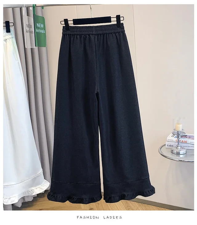 2025 Early Fall Korean Ruffled Wide-Leg Pants Detail
