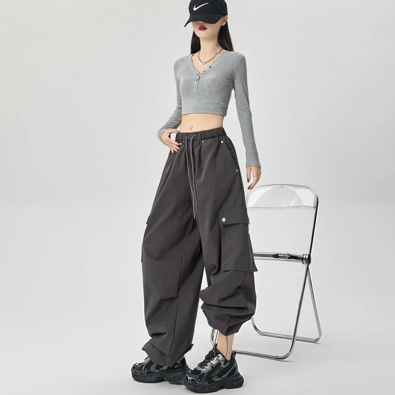2025 Fall Women's American Streetwear Straight Cargo Pants