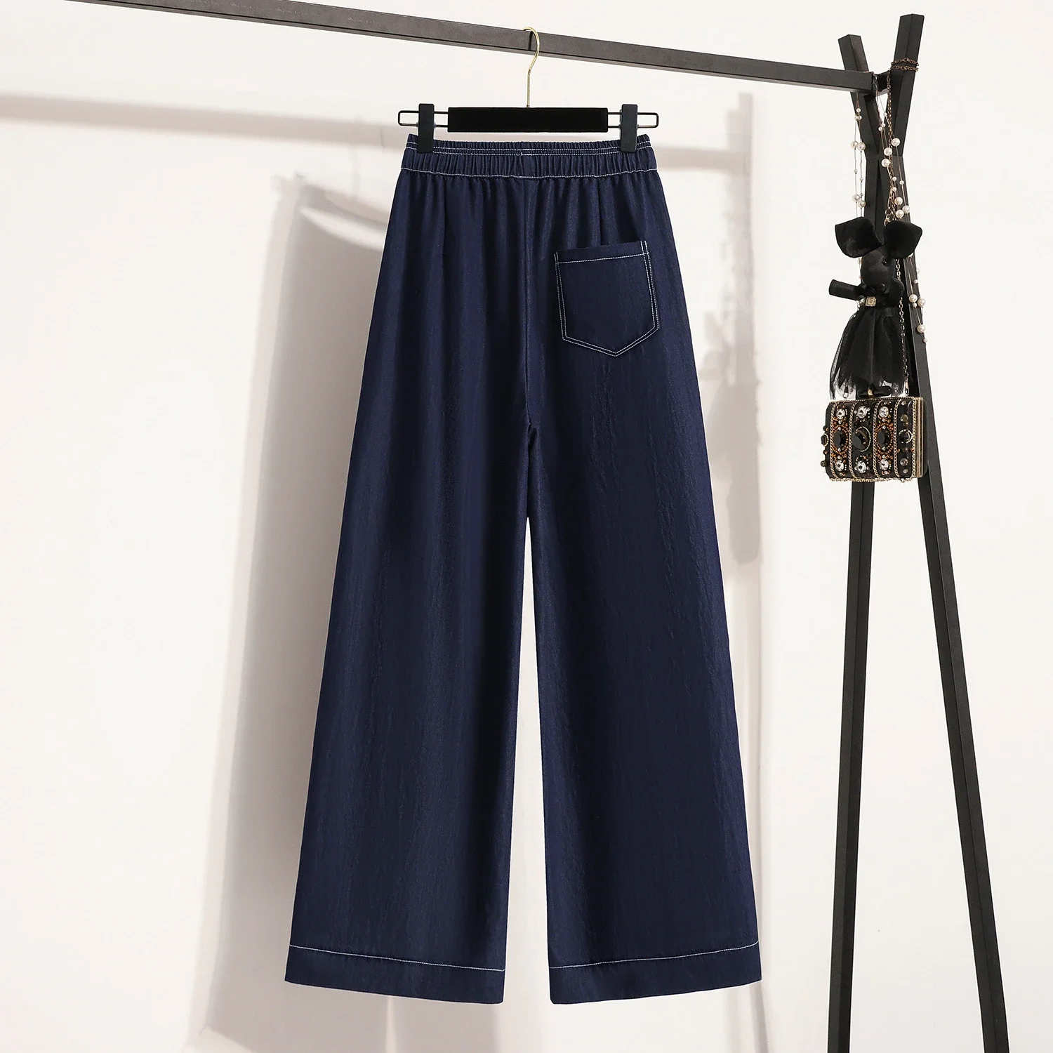 2025 Spring/Fall Lyocell Denim-Look Wide-Leg Pants for Women