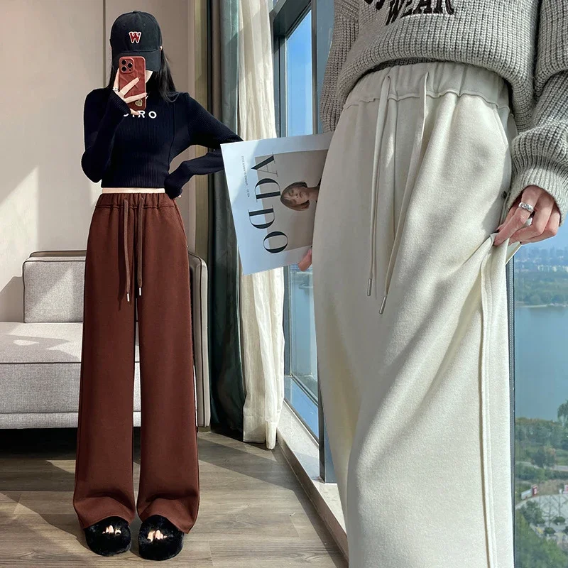 High-waist Drawstring Wide-leg Pants