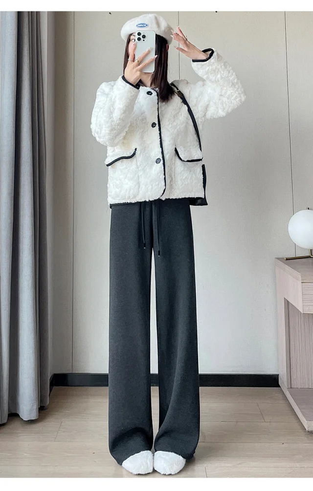 2025 Fall/Winter Women's Knit Wide-Leg Cashmere Pants Detail