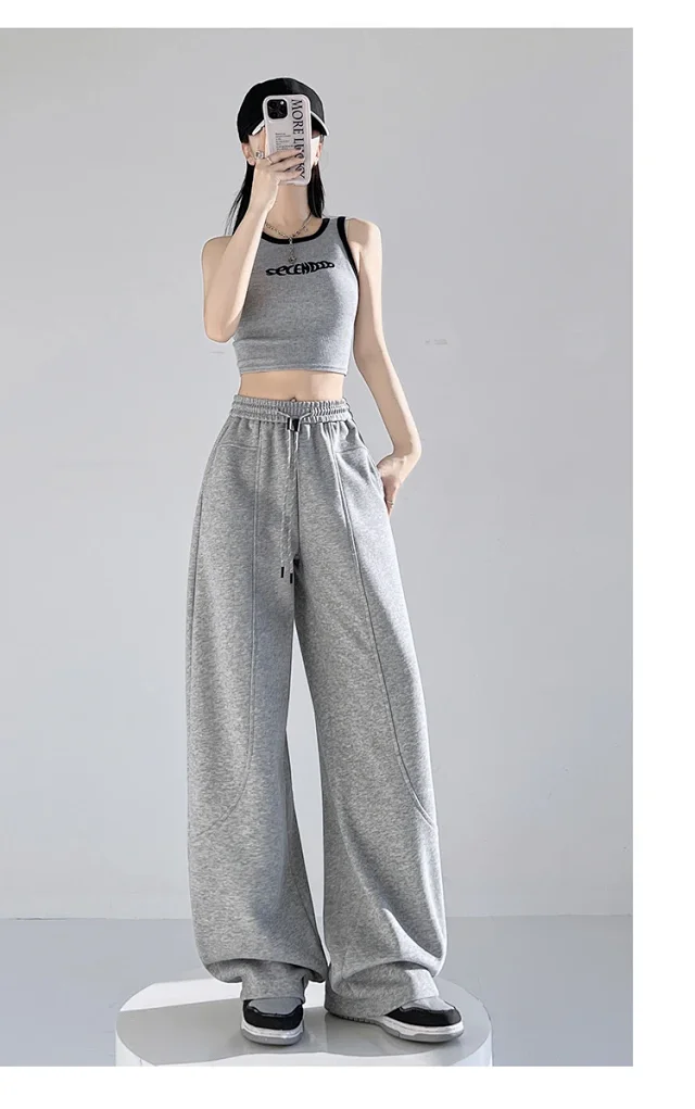 2025 Fall New White Banana Wide - Leg Pants Detail